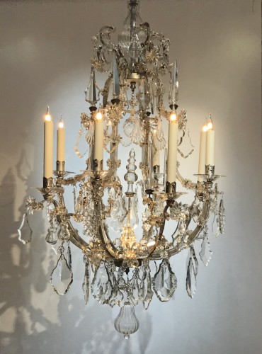 A Maria Theresia 19th century eight-light Bohemian crystal chandelier. - 