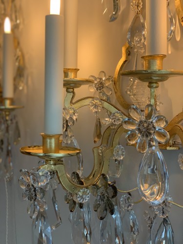 Lighting  - A pair of gilded and glass wall-lights - Maison Baguès