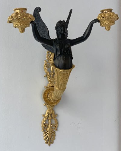 Empire - A pair of two-light Empire ormolu wall-lights attributed to Claude Galle