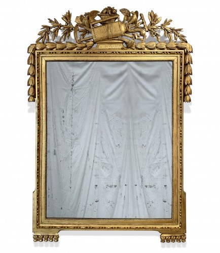 A large Louis XVI rectangular giltwood mirror  (180 cm high)