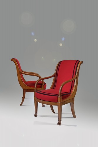 Sièges Fauteuil & Bergère - Suite de quatre fauteuils en acajou d'époque Consulat, estampillés Demay