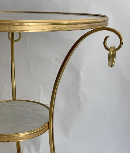 A neoclassical gilt-bronze gueridon with Carrara marble top - 