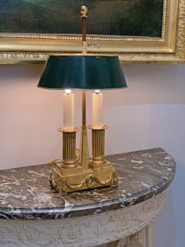 Lighting  - A set of two Louis XVI gilt bronze bouillotte lamps, late 18th century
