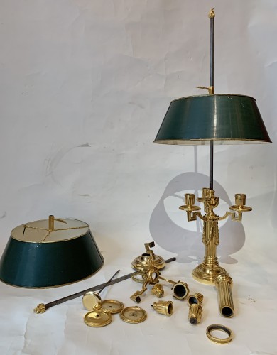 Paire de lampes bouillottes en bronze doré d'époque Louis XVI - Louis XVI