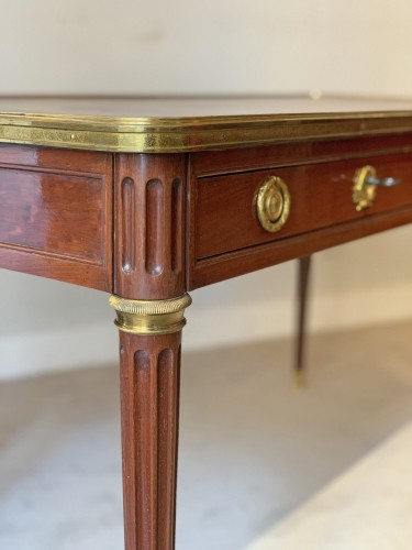 Furniture  - A Louis XVI mahogany bureau plat signed E.AVRIL. Paris by 1780