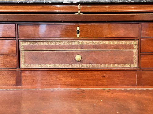 Antiquités - A Louis XVI all sided gilt-bronze mahogany bureau à cylindre signed F.BURY