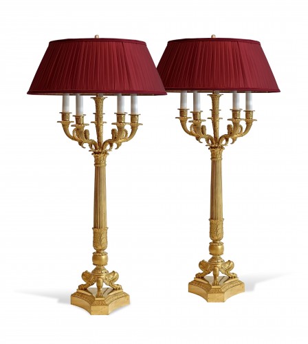 Paire de candélabres en bronze doré d'époque Restauration