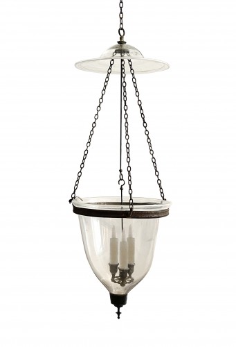 A Georgian bell jar lantern and its smoke dish. First third 19th century - Lighting Style 