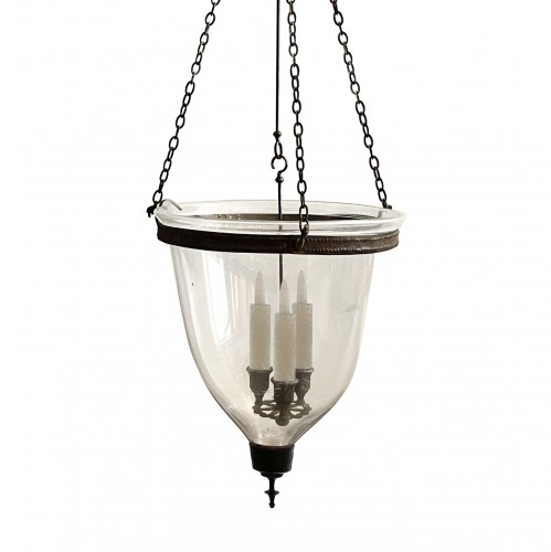 A Georgian bell jar lantern and its smoke dish. First third 19th century - 