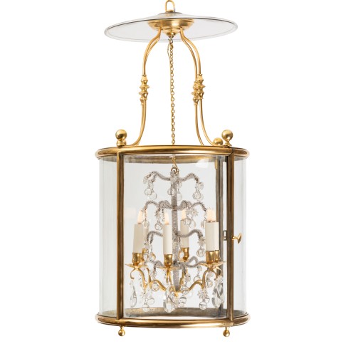A large 19th century gilt bronze and glass lantern