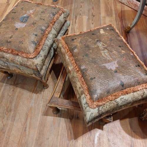 Pair of stools with &quot;à châssis&quot;, Italy, Venise 18th century - 