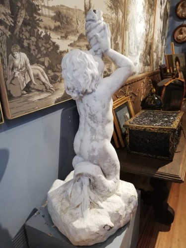 Élément de fontaine en marbre de Carrare, Italie 19e siècle - Sculpture Style 