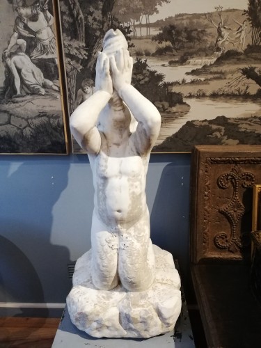 Sculpture Sculpture en Marbre - Élément de fontaine en marbre de Carrare, Italie 19e siècle