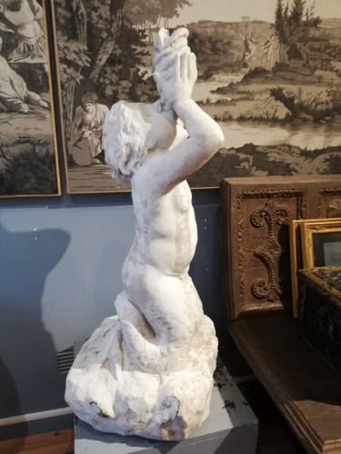Élément de fontaine en marbre de Carrare, Italie 19e siècle - Galerie PLA
