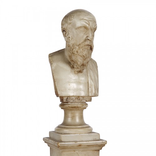 XIXe siècle - Quatre petits bustes de philosophes en albâtre, Italie 1830