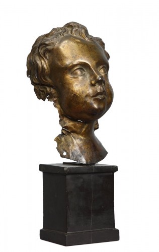 Putto head in golden copper, Italy 17th century