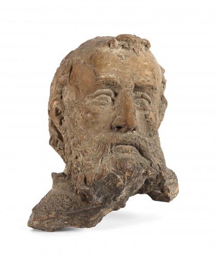 Sculpture tête en terre cuite, Italie 17e siècle
