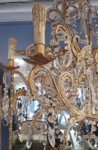 Luminaires Lustre - Lustre en fer battu doré, Italie 19e siècle