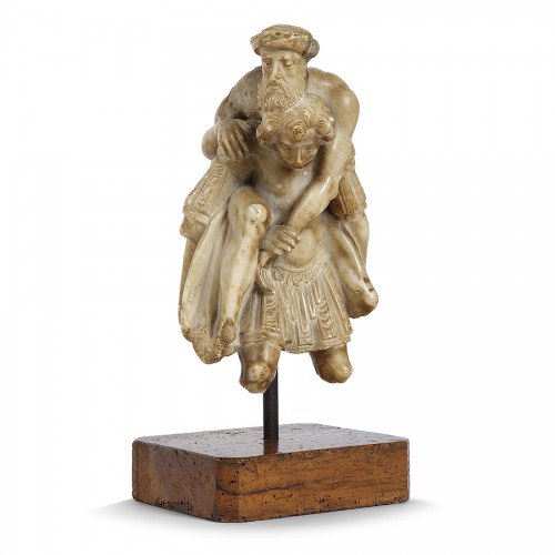 Énée et Anchise - Sculpture en albâtre, Italie 18e siècle - Sculpture Style 