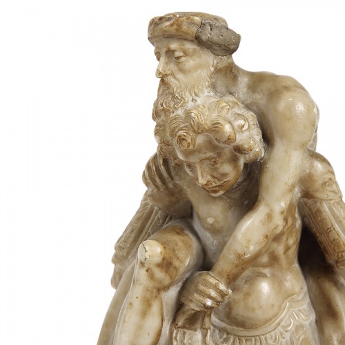 Sculpture Sculpture en Marbre - Énée et Anchise - Sculpture en albâtre, Italie 18e siècle