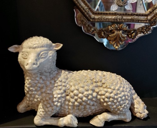 Polychrome wooden lamb, Italy 18th century - Religious Antiques Style 