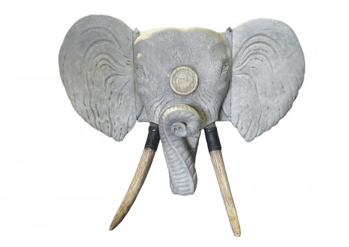 Tête d'éléphant en marbre, Italie 19e siècle