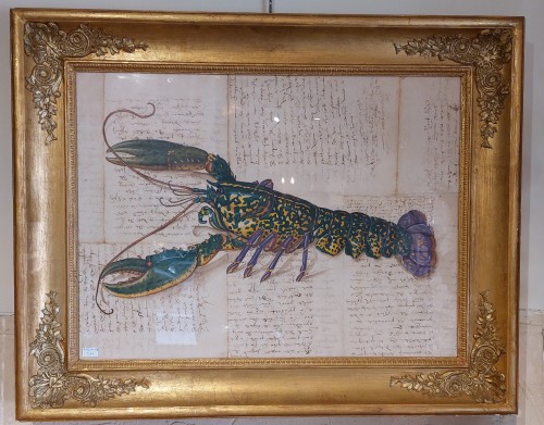 Lobster&quot; Watercolor Italy 19th century - Paintings & Drawings Style 