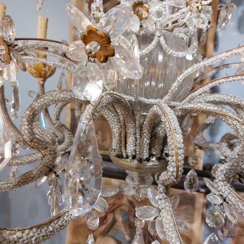 Lustre italien perlé 19e siècle - Galerie PLA