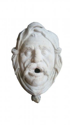 Sculpture Sculpture en Marbre - Mascaron de fontaine, Italie 17e siècle