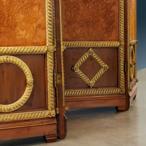 Paravent double faces en sapin, Italie 1890 - Mobilier Style 