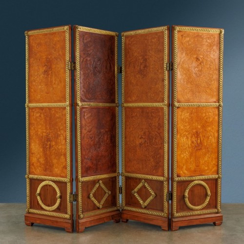 Paravent double faces en sapin, Italie 1890 - 