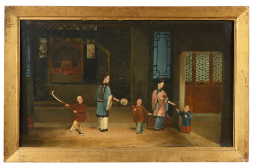 Série de 5 tableaux représentant des scènes de vie chinoise ,Canton circa 1830 - Tableaux et dessins Style 