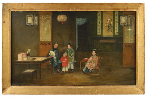XIXe siècle - Série de 5 tableaux représentant des scènes de vie chinoise ,Canton circa 1830