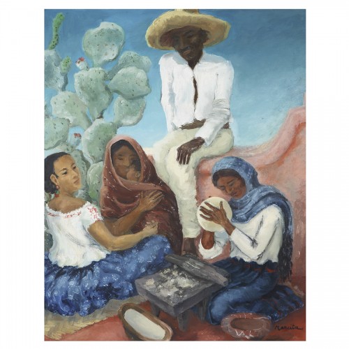 Paintings & Drawings  - Mexican Life Scene -  Marcita Bloch (née en 1903)