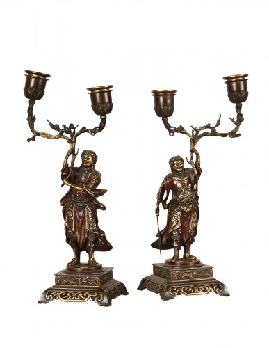 Pair of bronze candlesticks 19th century