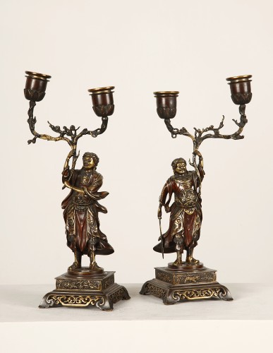 Pair of bronze candlesticks 19th century - Lighting Style 