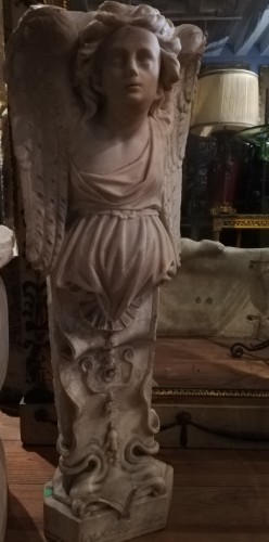 Sculpture  - Carrara marble corner caryatid, Italy 18th century