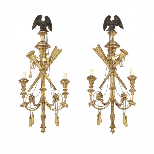 Pair of gilded wood wall lights 19th century