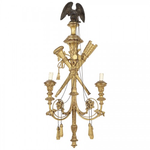 Lighting  - Pair of gilded wood wall lights 19th century