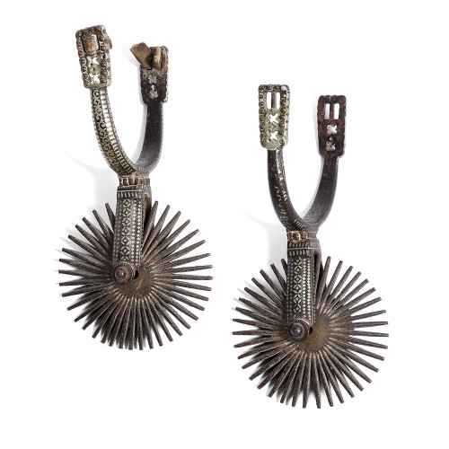 Pair of 19th century damascened South America spurs