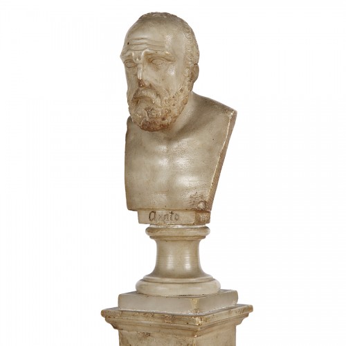 4 small busts of philosopher in alabaster - 