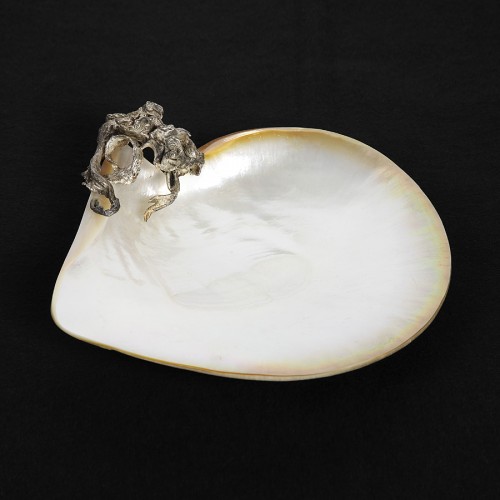 Set of 10 silver-mounted mother-of-pearl plates, 20th century - Decorative Objects Style 