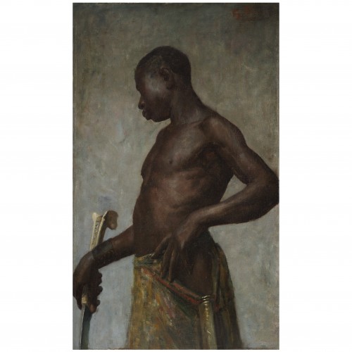 Oil on panel, portrait of an African man