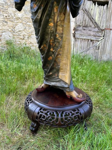 19th century - Polychrome regula sculpture Geisha by René Charles Massé, circa 1890