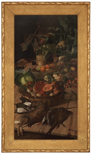 Antiquités - Oil on canvas, large pair of still-life, Italy 1892