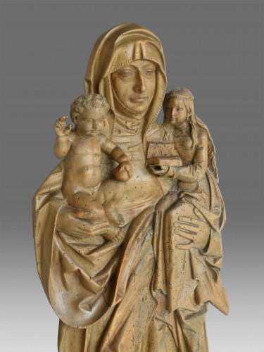 Vierge à l'Enfant avec Sainte Anne c.1470-1500 - Sculpture Style Moyen Âge