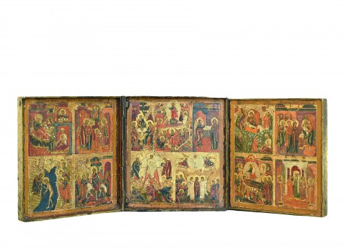 triptych descent into hell and resurrection with the 12 solemnities of the 