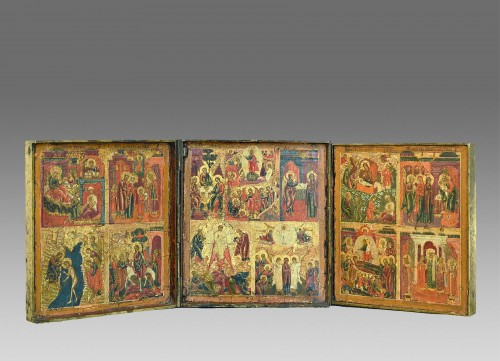  - triptych descent into hell and resurrection with the 12 solemnities of the 