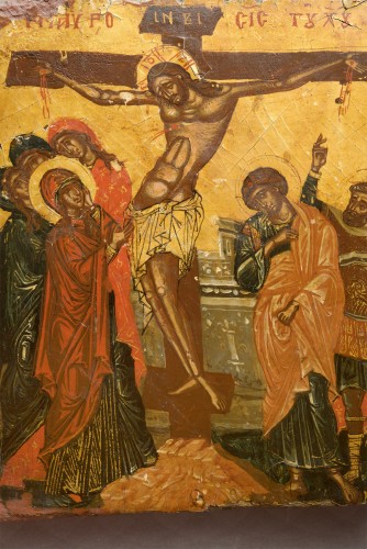Art sacré, objets religieux  - Icône byzantine Crucifixion du Christ