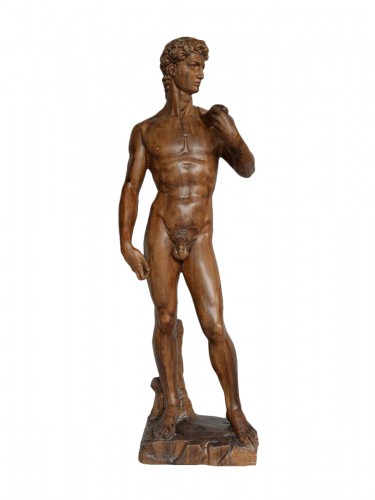 David From Florence, carved walnut wood circa 1900